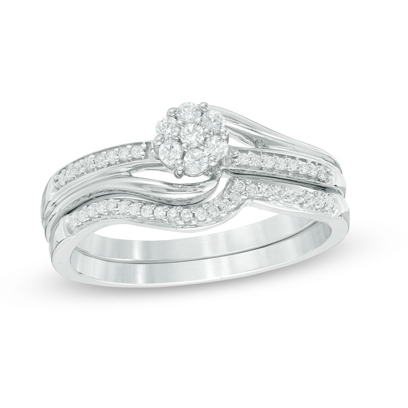0.23 CT. T.W. Diamond Composite Bypass Bridal Set in Sterling Silver|Peoples Jewellers