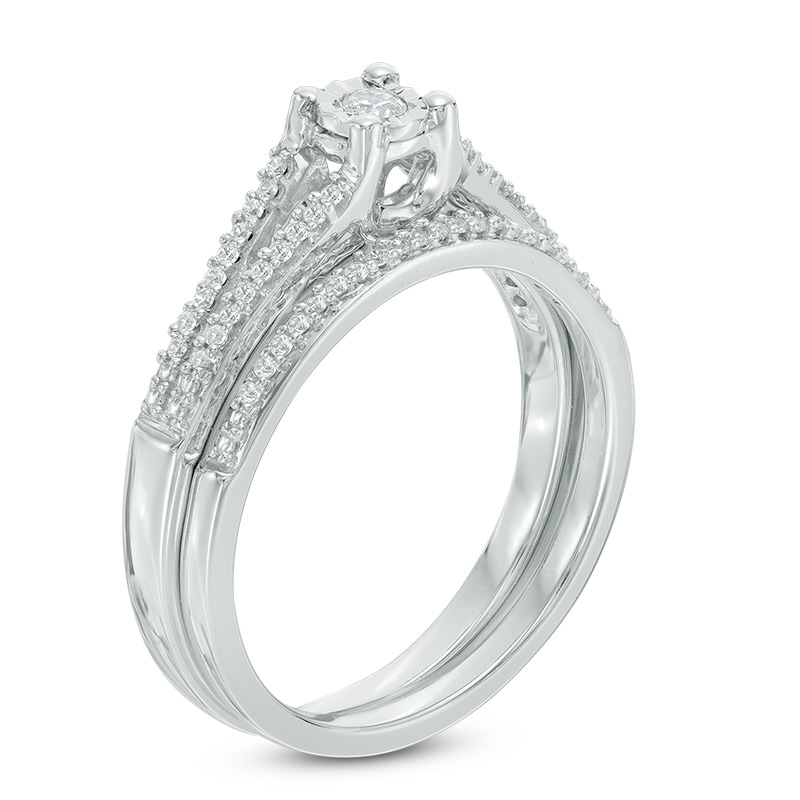 0.18 CT. T.W. Diamond Split Shank Bridal Set in 10K White Gold|Peoples Jewellers