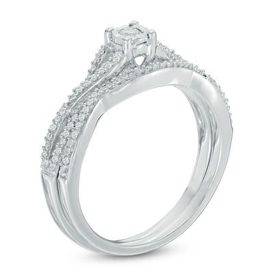 0.23 CT. T.W. Diamond Crossover Bridal Set in 10K White Gold