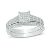 0.23 CT. T.W. Square Composite Diamond Bridal Set in 10K White Gold