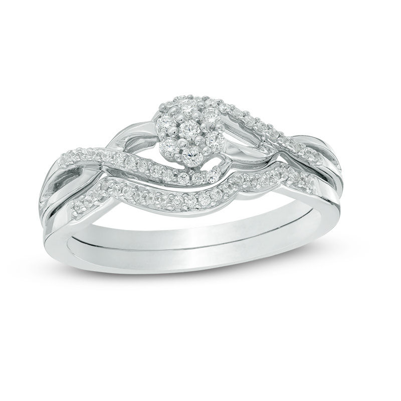 0.23 CT. T.W. Diamond Composite Crossover Bridal Set in 10K White Gold|Peoples Jewellers