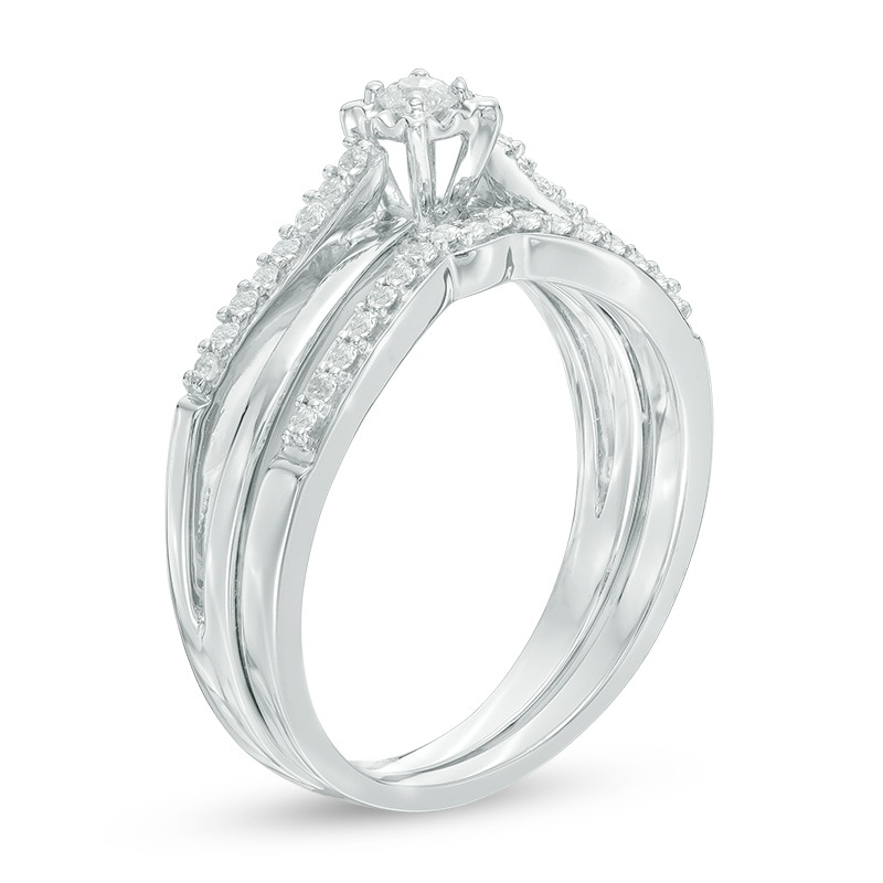 0.23 CT. T.W. Diamond Split Shank Bridal Set in 10K White Gold|Peoples Jewellers