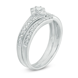 0.10 CT. T.W. Diamond Bypass Bridal Set in Sterling Silver