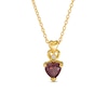 6.0mm Heart-Shaped Garnet and Diamond Accent Linear Triple Heart Pendant in 10K Gold