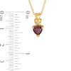 Thumbnail Image 1 of 6.0mm Heart-Shaped Garnet and Diamond Accent Linear Triple Heart Pendant in 10K Gold