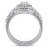 0.49 CT. T.W. Composite Diamond Layered Frame Three Piece Bridal Set in Sterling Silver