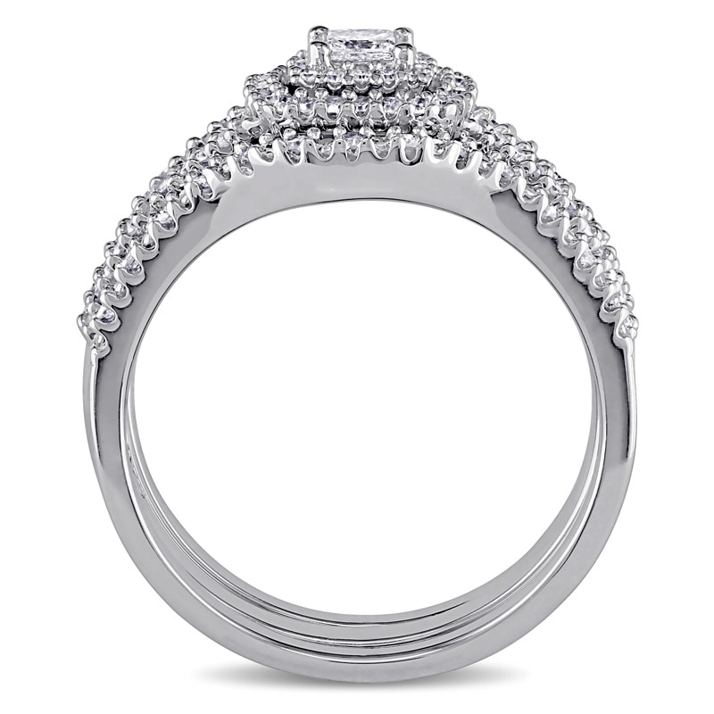 0.49 CT. T.W. Composite Diamond Layered Frame Three Piece Bridal Set in Sterling Silver|Peoples Jewellers