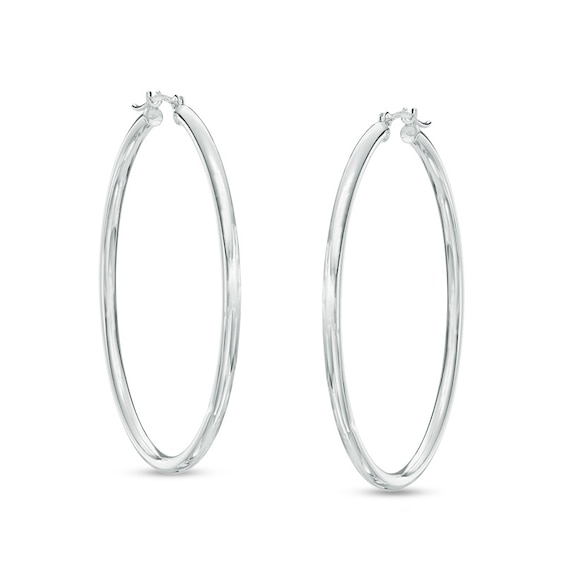 40.0mm Hoop Earrings in Hollow 14K White Gold