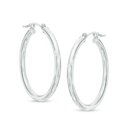 25.0mm Hoop Earrings in Hollow 14K White Gold