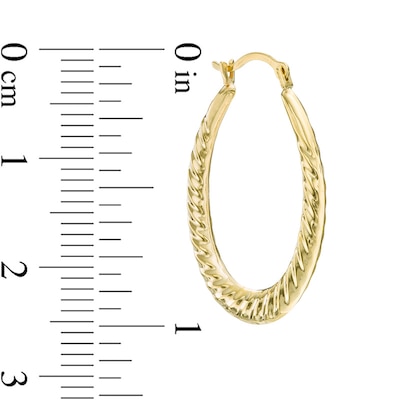 Ribbed Oval Hoop Earrings in Hollow 14K Gold