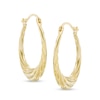 Thumbnail Image 1 of Textured Swirl Hoop Earrings in Hollow 14K Gold