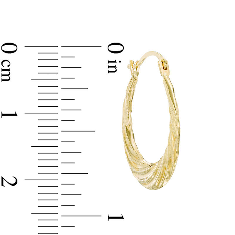 Textured Swirl Hoop Earrings in Hollow 14K Gold|Peoples Jewellers