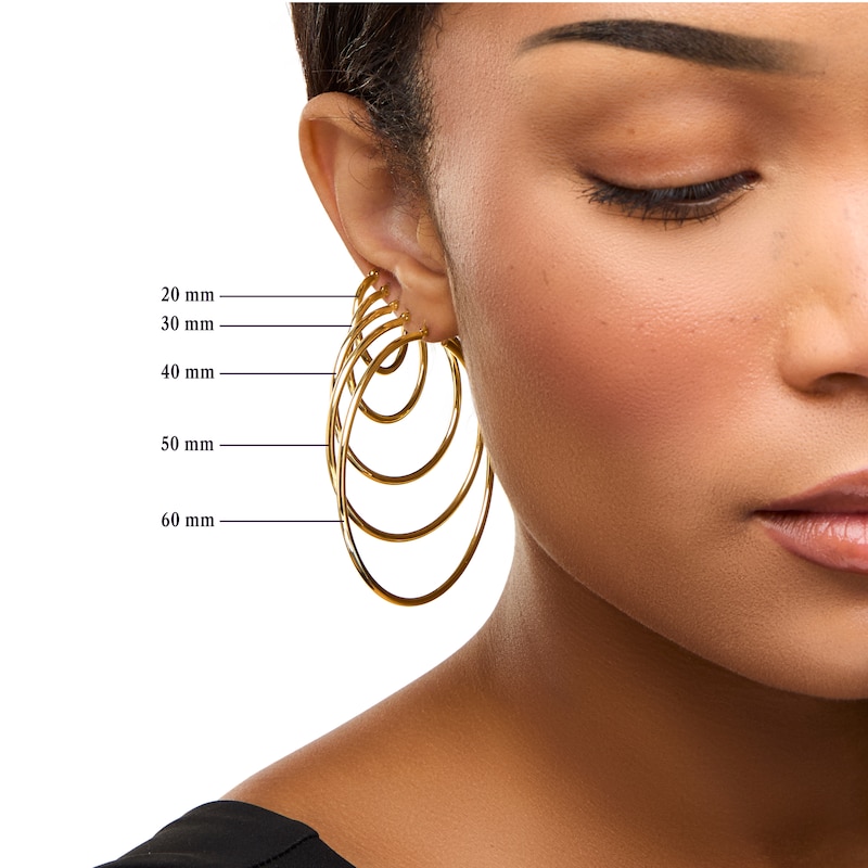 Main Image 3 of Textured Swirl Hoop Earrings in Hollow 14K Gold