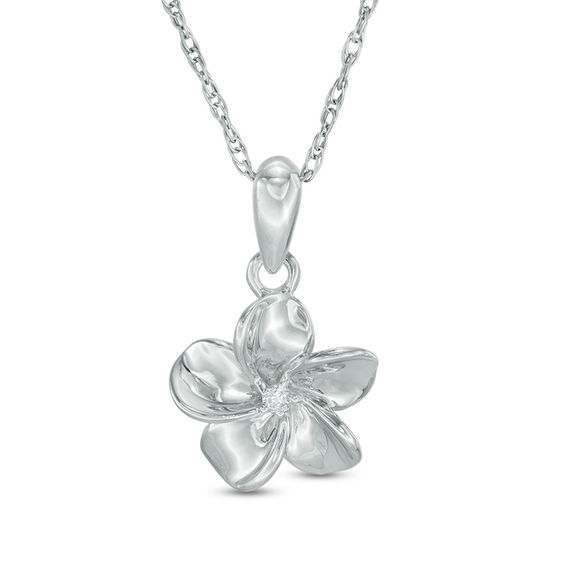 Diamond Accent Pinwheel Flower Pendant in Sterling Silver