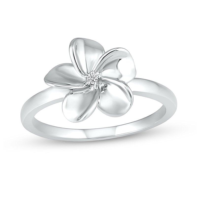 Diamond Accent Flower Ring in Sterling Silver|Peoples Jewellers