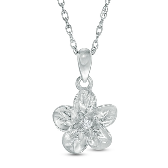 Diamond Accent Flower Pendant in Sterling Silver