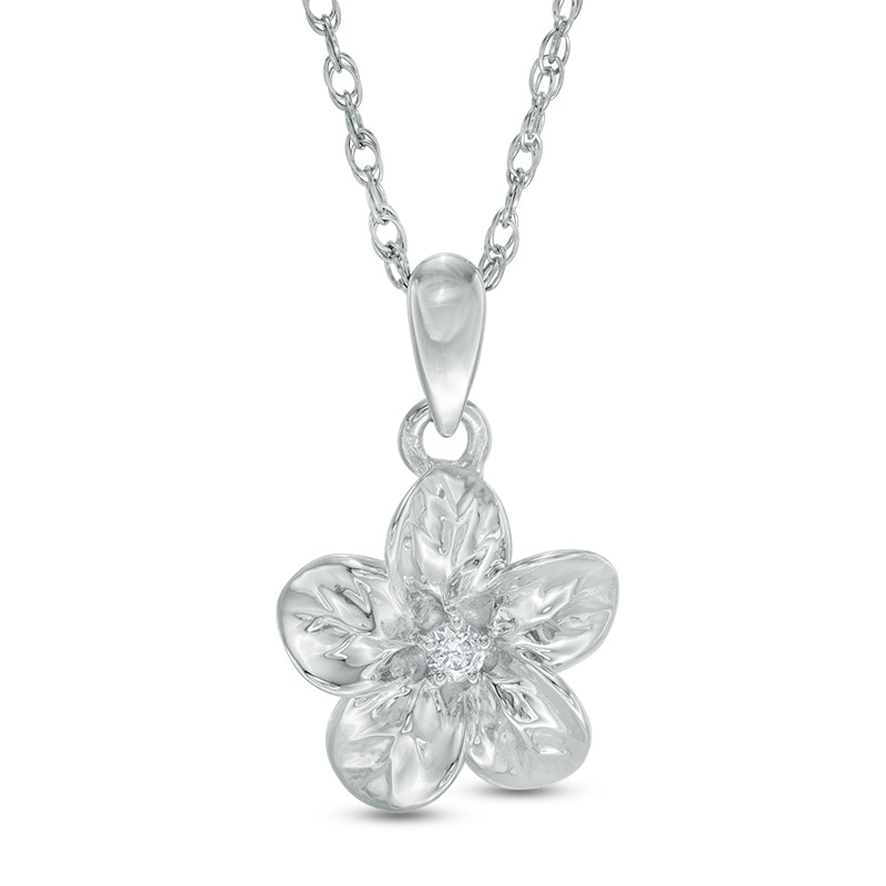 Diamond Accent Flower Pendant in Sterling Silver|Peoples Jewellers