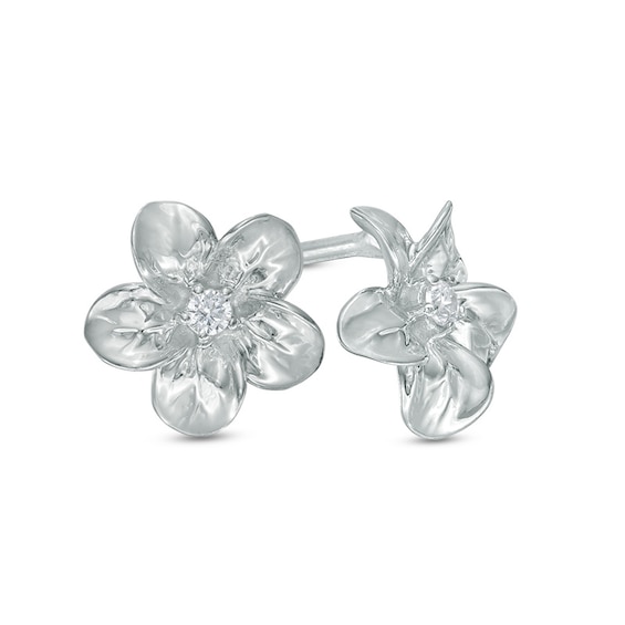 Diamond Accent Flower Stud Earrings in Sterling Silver