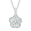 Diamond Accent Pinwheel Frame Flower Pendant in 10K White Gold