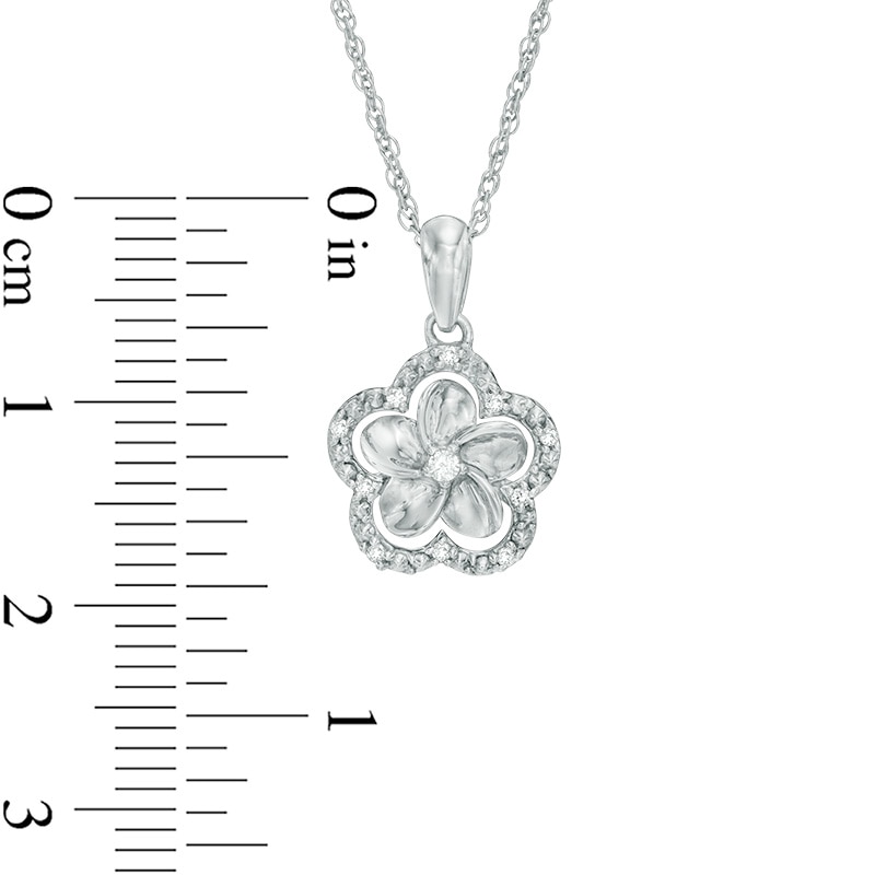 Diamond Accent Pinwheel Frame Flower Pendant in 10K White Gold|Peoples Jewellers