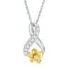 Thumbnail Image 0 of 0.15 CT. T.W. Diamond Ribbon Flower Pendant in Sterling Silver and 10K Gold