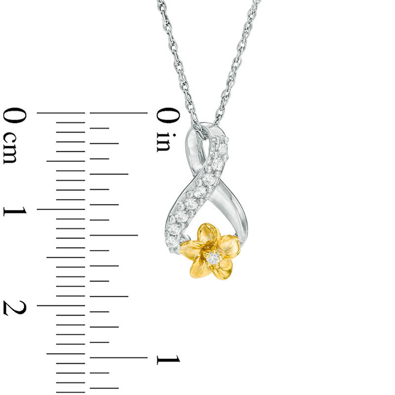0.15 CT. T.W. Diamond Ribbon Flower Pendant in Sterling Silver and 10K Gold