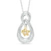 Thumbnail Image 0 of 0.18 CT. T.W. Diamond Teardrop Flower Pendant in Sterling Silver and 10K Gold