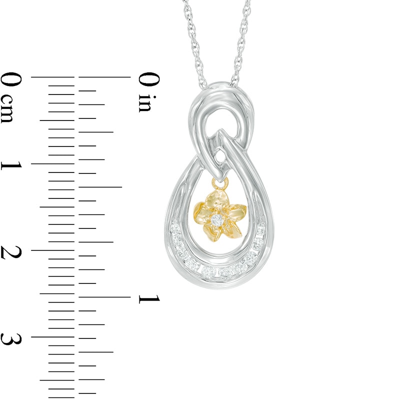 0.18 CT. T.W. Diamond Teardrop Flower Pendant in Sterling Silver and 10K Gold