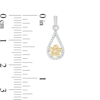 0.18 CT. T.W. Diamond Teardrop Flower Earrings in Sterling Silver and 10K Gold