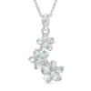 Thumbnail Image 0 of Diamond Accent Triple Pinwheel Flower Drop Pendant in Sterling Silver