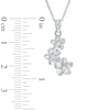 Diamond Accent Triple Pinwheel Flower Drop Pendant in Sterling Silver