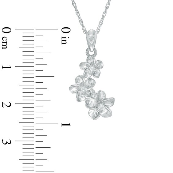 Diamond Accent Triple Pinwheel Flower Drop Pendant in Sterling Silver