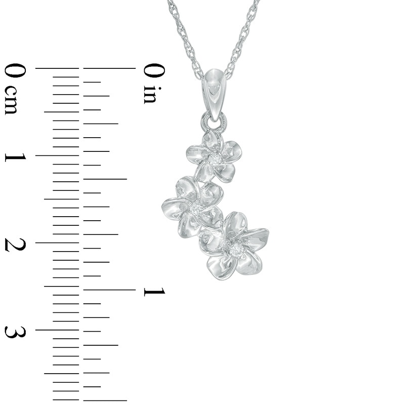 Diamond Accent Triple Pinwheel Flower Drop Pendant in Sterling Silver|Peoples Jewellers