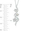 Diamond Accent Triple Pinwheel Flower Drop Pendant in Sterling Silver and 10K Gold