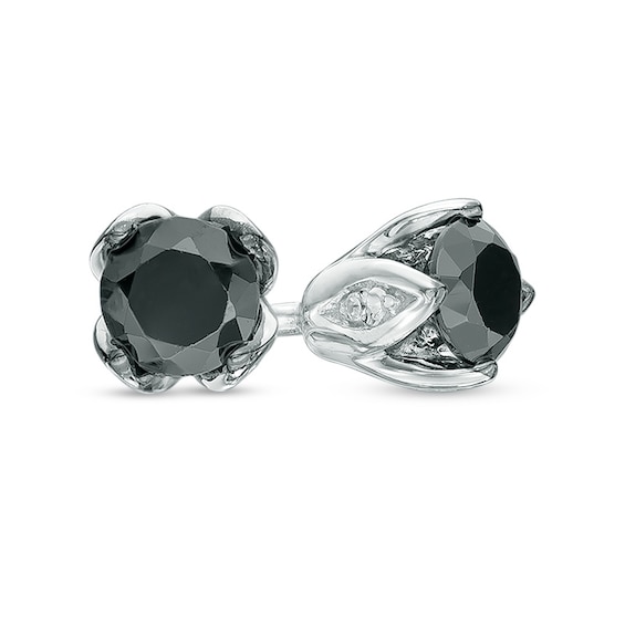 0.45 CT. T.W. Enhanced Black and White Diamond Tulip Stud Earrings in 10K White Gold