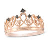 Thumbnail Image 0 of Black Diamond Accent Heart Crown Ring in Sterling Silver with 14K Rose Gold Plate