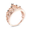 Thumbnail Image 1 of Black Diamond Accent Heart Crown Ring in Sterling Silver with 14K Rose Gold Plate