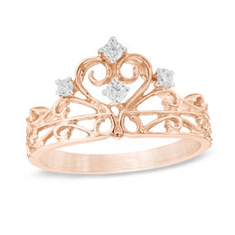 0.09 CT. T.W. Diamond Crown Ring in Sterling Silver with 14K Rose Gold Plate