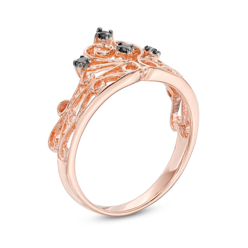 Main Image 2 of 0.09 CT. T.W. Black Diamond Crown Ring in Sterling Silver with 14K Rose Gold Plate