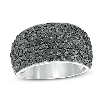 1.95 CT. T.W. Black Diamond Multi-Row Dome Ring in 10K White Gold