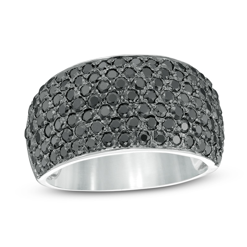 1.95 CT. T.W. Black Diamond Multi-Row Dome Ring in 10K White Gold|Peoples Jewellers