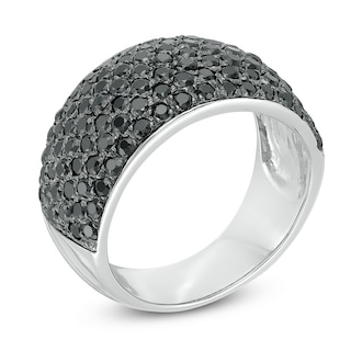 1.95 CT. T.W. Black Diamond Multi-Row Dome Ring in 10K White Gold