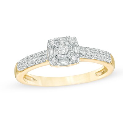 0.23 CT. T.W. Diamond Double Row Promise Ring in 10K Gold