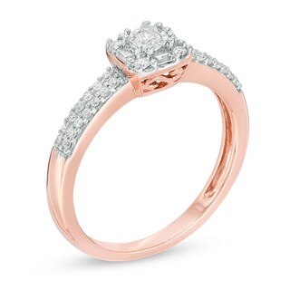 0.23 CT. T.W. Diamond Double Row Promise Ring in 10K Rose Gold