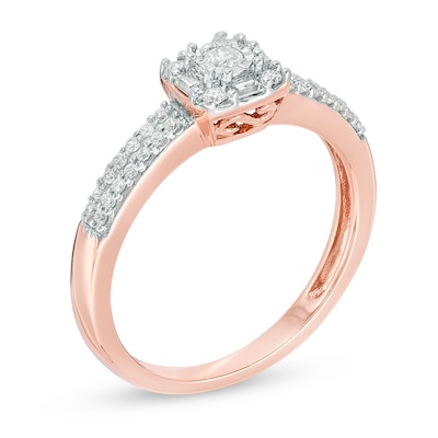 0.23 CT. T.W. Diamond Double Row Promise Ring in 10K Rose Gold