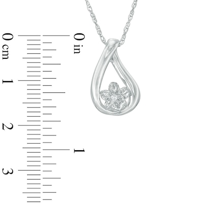 Diamond Accent Flower Teardrop Pendant in Sterling Silver