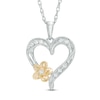 0.09 CT. T.W. Diamond Twist Heart Flower Pendant in Sterling Silver and 10K Gold