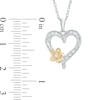 0.09 CT. T.W. Diamond Twist Heart Flower Pendant in Sterling Silver and 10K Gold