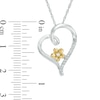 Diamond Accent Tilting Heart Flower Pendant in Sterling Silver and 10K Gold