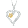 Thumbnail Image 0 of 0.09 CT. T.W. Diamond Heart Flower Pendant in Sterling Silver and 10K Gold